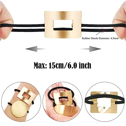 Metal Elastic Hair Bands Hair Ponytail Holder Glitter Hair Ties Gold Cuff Accessories, Large Pony Tail Gothic Punk Elastic Hair Band Plastic Metal Ponytail Holder Cuffs For Women Girls 4 Styles #TOP1