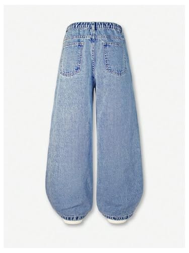 WDIRARA Girl's Cute Bowknot Glitter Rhinestone Baggy Jeans Y2k High Waist Wide Leg Denim Pants2