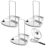 Lawei 3 Pack Lid and Spoon Rest - Pot Lid Holders Stainless Steel Pan Lid Organizer for Pots Pans Spoons