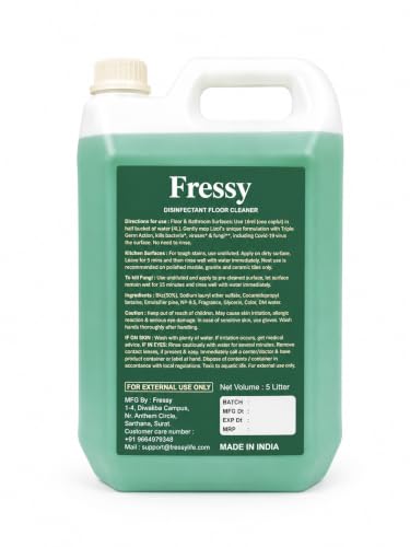 Image of FRESSY Disinfectant Floor Cleaner Liquid 5L - Jasmine Bloom Multi-Surface Cleaner for Bathroom, Tiles, Marble, Granite & Mosaic | Kills 99.9% Germs | Long Lasting Fragrance