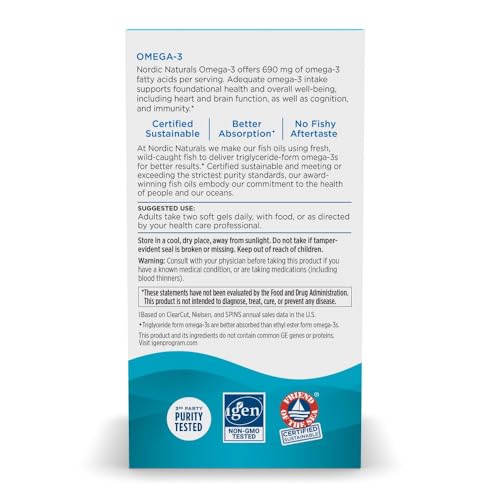 Nordic Naturals Omega-3, 690mg Fish Oil, EPA & DHA, Lemon, 60 Count - image 7