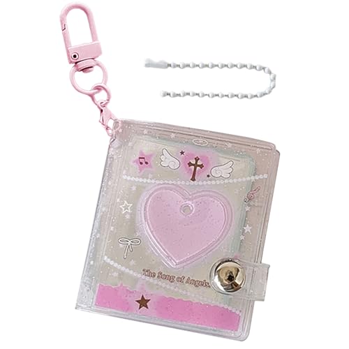 Portachiavi Album Fotografico - Libro Portafoto Con Disegno A Cuore, Portachiavi Per Album Fotografico Luminoso E Trasparente Con 24 Tasche | Per Immagazzinaggio Di Foto Da 5 Cm E Portabilità