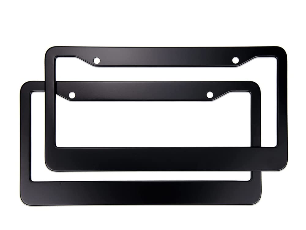License Plate Frames Black Matte Aluminum License Plate Frames with Screw Caps