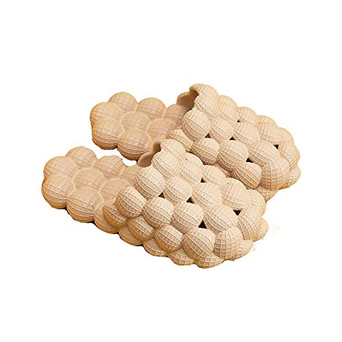 Funny Lychee Bubble Slippers, Super Soft Non-Slip Waterproof Summer Unisex Beach Massage Sandals Xmas Gift New(Beige,40M EU )