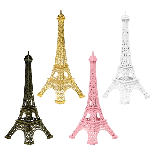 Mocifa 4 Pièces Tour Eiffel Paris Decoration 15 cm Modèle de Tour Eiffel Statue de Table Souvenir France Collection Réplique Statue Artisanat Architecture...