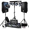 Pack Sono 3200W Complet, Paire d'Enceintes Passives 2x600W, Table de Mixage, Portique 4 Lumières Xperformer + OVNI à LED, Pieds