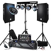 Pack Sono 3200W Complet, Paire d'Enceintes Passives 2x600W, Table de Mixage, Portique 4 Lumières Xperformer + OVNI à LED, Pieds