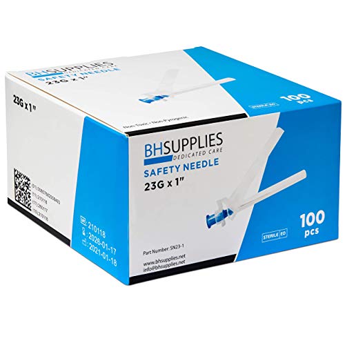 Image of BH SUPPLIES Safety Needle 23G x 1 inch (Box of 100)