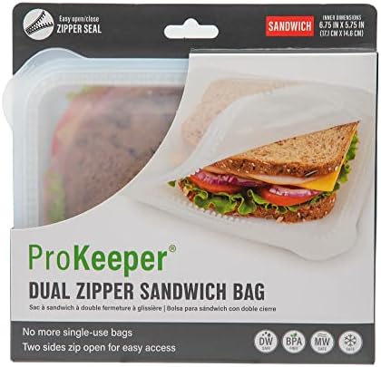 ProKeeper Dual-Zipper 100% Silicone Sandwich Bag, Clear – Reusable, Leak-Proof, Eco-Friendly Food Storage for Sandwiches and Snacks - Thumbnail 2
