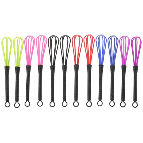 FRCOLOR 12 Piezas Batidores de Plástico para Tinte de Cabello Mezcladores de Crema para Teñir Mango Antideslizante Colores Surtidos Azul Morado Rosa Negro Rojo Verde para Uso