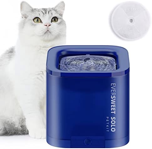 PETKIT Cat Water Fountain, Automatic Pet Drinking Fountain Bowl with LED Indicator, Ultra Quiet Pump with 2 Flow Modes & Anti-Dry Design, for Cats and Small Dogs, 1.85L (Blue)