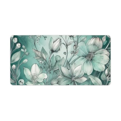 Protector de escritorio grande floral verde menta miniatura 1