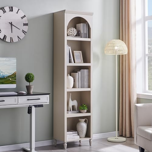 Image of IFBUY 76 inch Arched Bathroom Storage Cabinet, Narrow Arched Cabinet, Cream