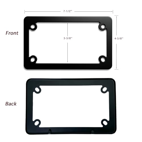 Image of FOTN FTON Black Stainless Steel Motorcycle License Plate Frame Compatible with Harley,Yamaha - Timeproof Motorcycle Tag Frame
