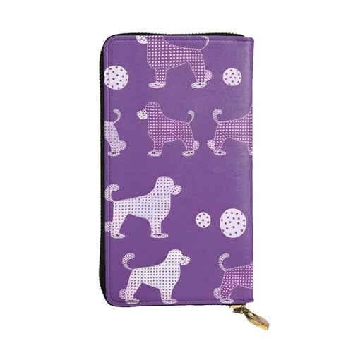 Purple Poodle Polka Dot Prints Leather Long Clutch Wallet for Fashionable Girls and Women - Durable, Stylish, and Functional, Black, One Size