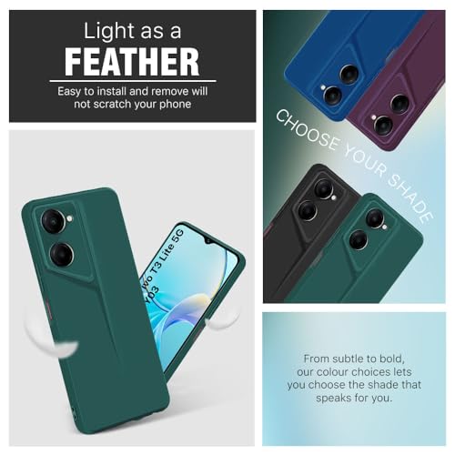Image of WOW IMAGINE Slim Back Cover for iQOO Z9 Lite | Vivo T3 Lite 5G | Y18t | Y18 | Y18e | Y03 | Y28s | Blade Series Ultra Thin Case | Camera Protection | Soft Matte Silicone Flexible Mobile Case - Green