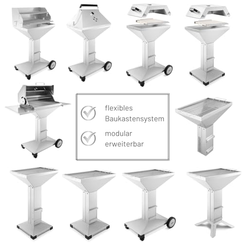 Thüros T4 Plattenfuß Grill aus Edelstahl mit fahrbarem Design