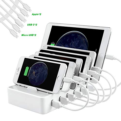 JAYEE USB Charging Station for Multiple Devices 6 Port Docking Station Cellphone Charging