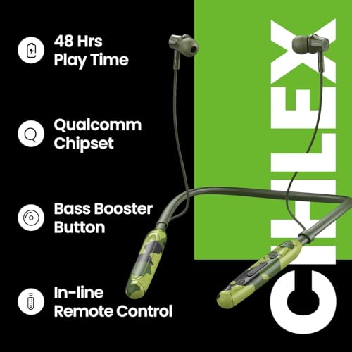 Image of Carron Army Headphone with FM Radio - 48 Hour Playtime Bluetooth Neckband Earphone Bluetooth (Army, in The Ear)