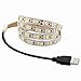 ausuky 5 V USB LED Strip Light Bianco TV Retroilluminazione Lampada Autoadesivo Flessibile Nastro Filo (Bianco Caldo-50 cm 30 leds)
