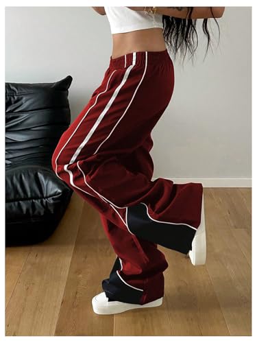 SOLY HUX Women's Parachute Pants Elastic Waist Y2k Baggy Track Sweatpants with Pockets Streetwear2
