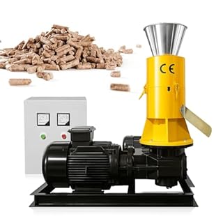 Bonxrdun Wood Chip Pellet Press, 15 kW Heavy-Duty Biomass Fuel Pelletizer, 300 kg/h Output, Three-Phase 220V 60Hz, 4 mm Die, Farm & Small-Plant Pellet Production Line