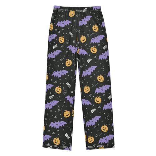 Bat Pumpkin Boo Boys Long Pants Soft Trousers Elastic Waist Kids Lounge Bottoms with Pockets S-XL