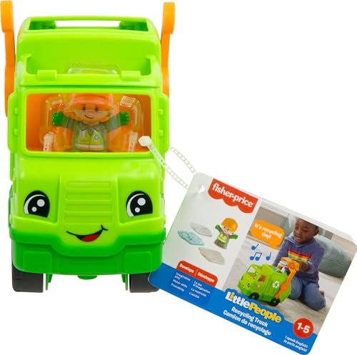Fisher-Price Little People Musical Toddler Toy Recycling TruckGarbage Vehicle Ages 1+ Years for Pretend Play