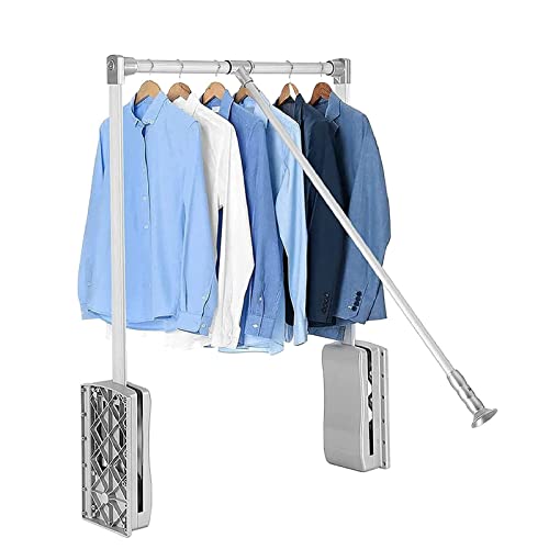 Adjustable Aluminium Pull Down Wardrobe Rod, 830-1150mm Closet Hanger Rail,