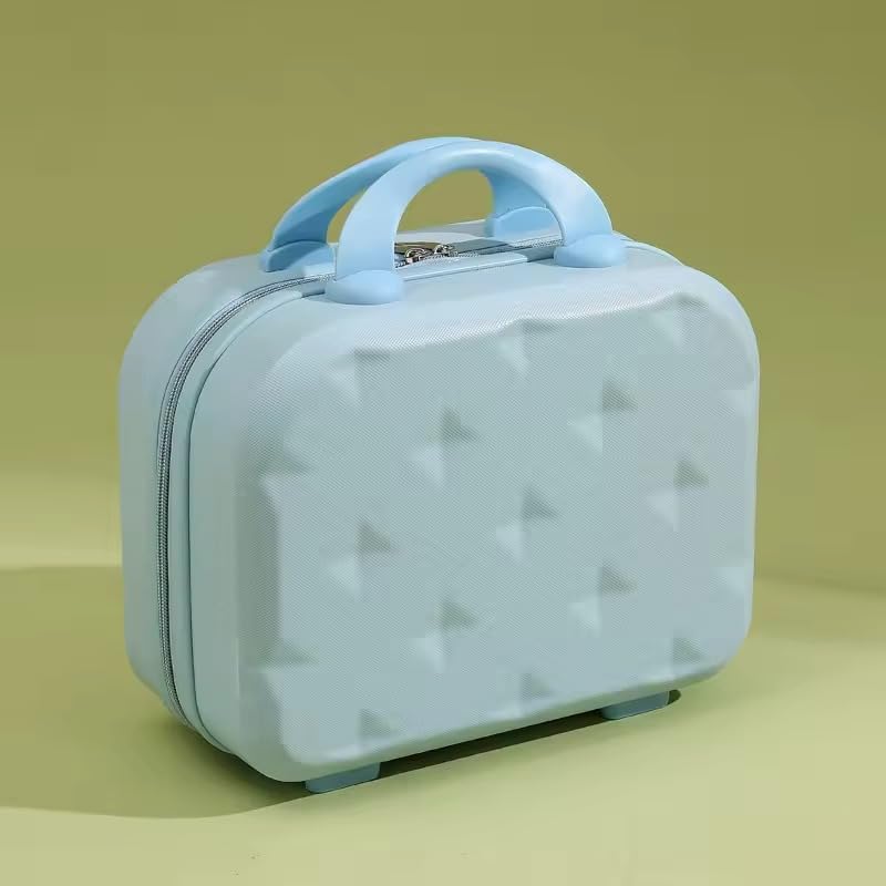 Image of Portable Hard Shell Cosmetic Bag Travel Case, Small Travel Hand Luggage with Elastic Band, Mini Abs Carrying Makeup Case Suitcase (R-Baby Blue)