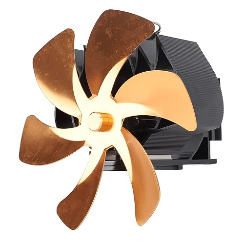 Omabeta Wood Stove Friendly Heat Powered 6 Blades for Silent Fireplace Low Noise for Home Aluminum Alloy (Gold)