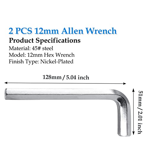 Bivethoi 2 Pcs 12Mm Allen Wrench L-Shaped Hex Key Wrench, Metric Large Allen Key Hexagon Wrench Tool Hex Spanner Wrench Set, Hex Key Replacement Hexagon Head Repairing Tool #TOP2