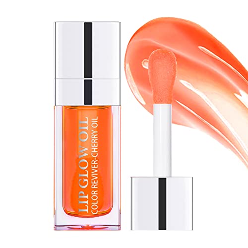 Eliversion Hydrating Lip Glow Oil, Moisturizing Lip Oil Gloss, Transparent Tinted Lip Balm, Transparent Toot Lip Oil, Plumping Lip Gloss, Long Lasting Nourishing Non-Sticky (Coral) #TOP12