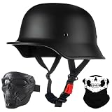 BYGMWEP Style Allemand Demi Casque De Moto, Casque Jet Rétro, Casque Bol Moto Homologué ECE, Casques Vintage à Face Ouverte, avec Doublure Intérieure Amovible, pour Vélos Motos Scooter