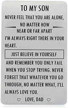 HYHYDHP "To My Son" Wallet Card Aus Edelstahl - Geschenkkarte Für Sohn Zu Geburtstag, Weihnachten, Abschluss Von Mama & Papa