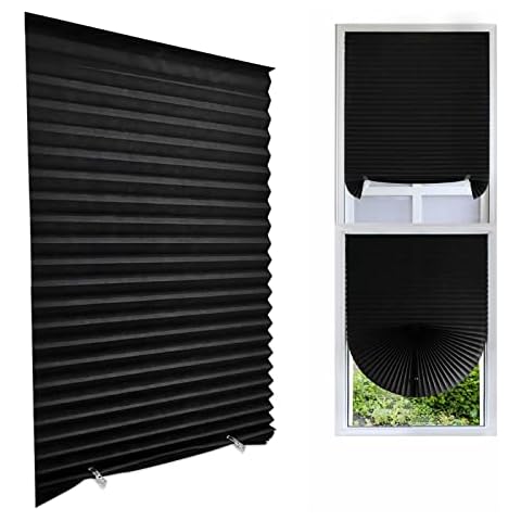 Temporary Blinds,Instant Stick on Blinds Window Blinds No Drilling Light Filtering Shade Pleated Temporary Shades Privacy Protection for Bedroom Bathroom Kitchen Cover