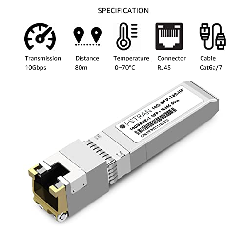 Image of 10GBASE-T SFP+ RJ45 Copper Transceiver Module Compatible with HPE Aruba ProCurve JL563B 10G SFP+ 80m Cat6a /7 4 Pack