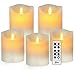Aignis Flameless Candles, Battery Candles Realistic Moving Flame Set of 5 (D3.25 xH44466) Flickering Candles with 10 Key Remote Timer (Ivory)