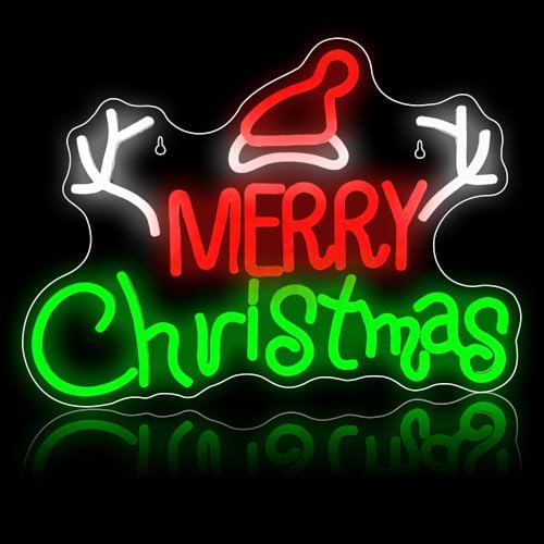 DAJASD Merry Christmas - Targa al neon, 40 x 30 cm, dimmerabile, LED Merry Christmas con interruttore, in acrilico, personalizzabile, per Natale, festa di Natale, decorazione da parete
