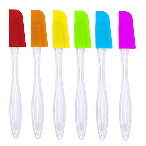 Qadira Silicone Baking Spatulas - 7 Inch (Set of 6) Spoon Style Dishwasher Safe Durable Jar Icing Scraper Butter Mixer Utensil Kitchen Cooking Gadget and Bakeware Perfect Tool for Cake Decorating