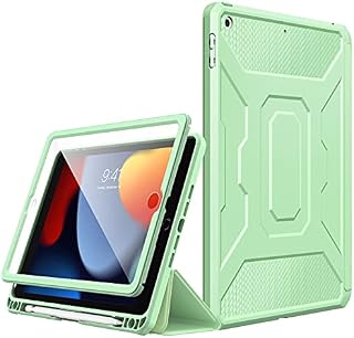 MoKo Case for New iPad 9th Generation 10.2 2021 / iPad 8th Gen 2020 / iPad 7th Gen 2019, iPad 10.2 Case,[Built-in Screen Protector + Pencil Holder] Full-Body Shockproof Cover,Auto Sleep/Wake,Green