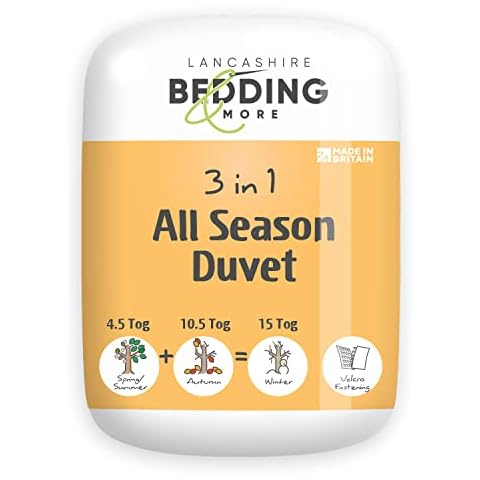 Premium All Seasons 15 Tog (10.5 + 4.5 Tog) Hollowfibre Duvet Quilt from Lancashire Bedding - MADE IN THE UK (Single) Cover