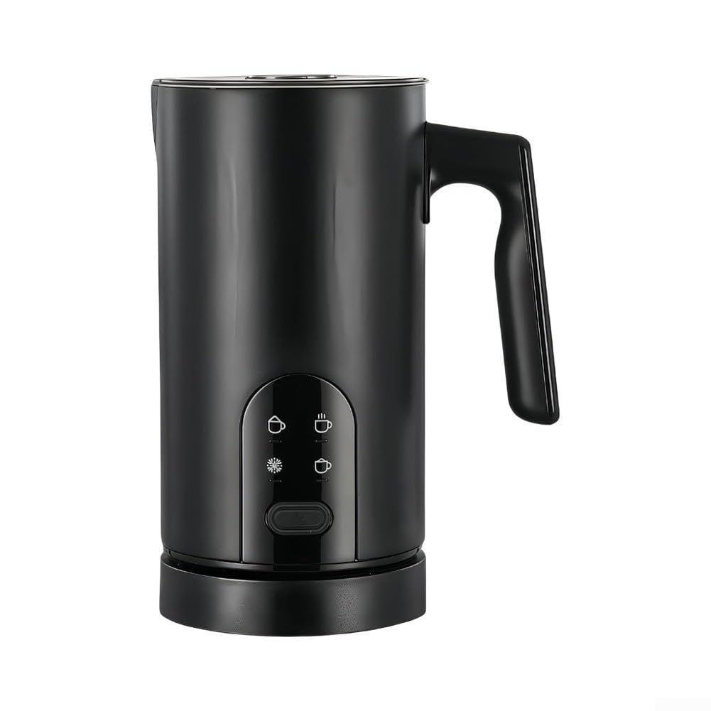 Espumador de para leche Eléctrico con para calentador 590ml para acero Inoxidable para Cappuccino para latte Matcha Café Frío y Caliente(Black EU)