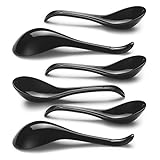 Gurygo Soup Spoons Ceramic, 6 pcs 6.75 in Asian Soup Spoons, Ceramic Chinese Soup Spoons, Black...