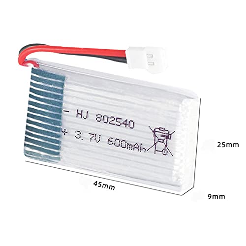 2 Pcs 3.7V 600Mah 20C 802540 Rechargeable Lipo Battery With Usb Charger For Syma X5C X5Sw Hengqi 905 Cheerson Cx-30 Quadcopter Rc Drone Spare Parts #TOP2