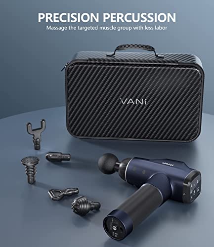 Vani Massage Gun Deep Tissue, 2023 Newest Percussion Muscle Massage Gun For Athletes, Electric Back Massagers, Muscle Massager With 30 Speeds And 6 Heads, Gift For Father And Mother, (Navy Blue) #TOP3