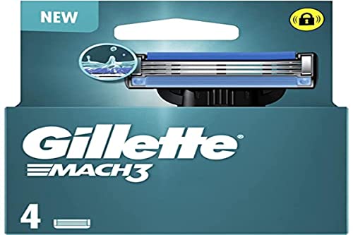 Gillette Mach3 Recharge de Rasoir pour Homme, 3 lames, 4 Recharges, Lames Plus Résistantes Que Acier