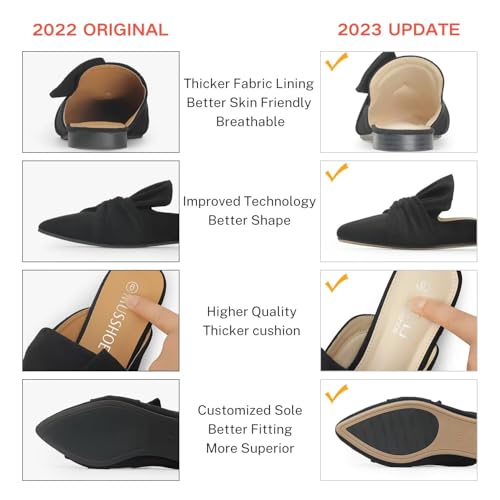 Image of MUSSHOE Comfort Mules for Women: 1 Pair for Commute-to-Desk | Pointed Toe Slip on Dressy Work Flats for Office Business Casual