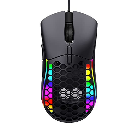 Preisvergleich Produktbild Sokelinn-six Kabelgebundene Gaming-Maus, Wabenstruktur, ergonomische USB-Computer-Mäuse mit 13 RGB-Hintergrundbeleuchtung, 12000 einstellbare DPI, 7 Tasten, für Windows-PC, Laptop-Gamer
