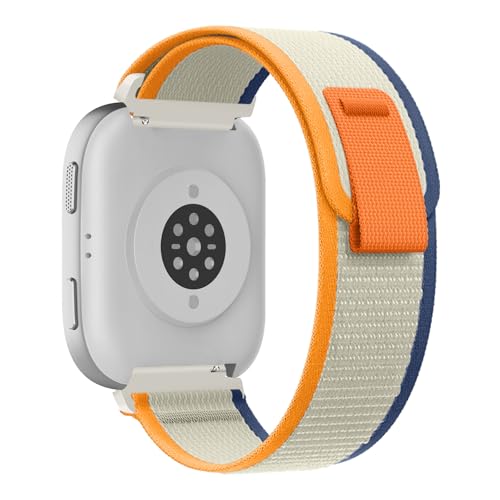 ZoRoll 22mm Correa para Amazfit Bip 6/Bip 5/GTR 4/GTR 3 Pro/GTR 3/GTR 2e/GTR 2, Elasticity Pulsera de Nailon con Velcro para Amazfit Balance/Balance 2/Cheetah/Cheetah Pro - Naranja & Blanco